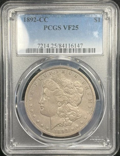 1892-CC PCGS VF25 Morgan Silver $1 - Scarce Date