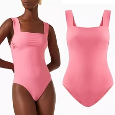NEW Bondi Born Gwen One Piece Swimsuit Medium Rose Pink Sculpteur Square Neck