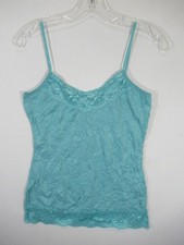 NEW Maurices Crinkle Camisole Tank Top Women S Teal Lace Trim Adjustable Straps