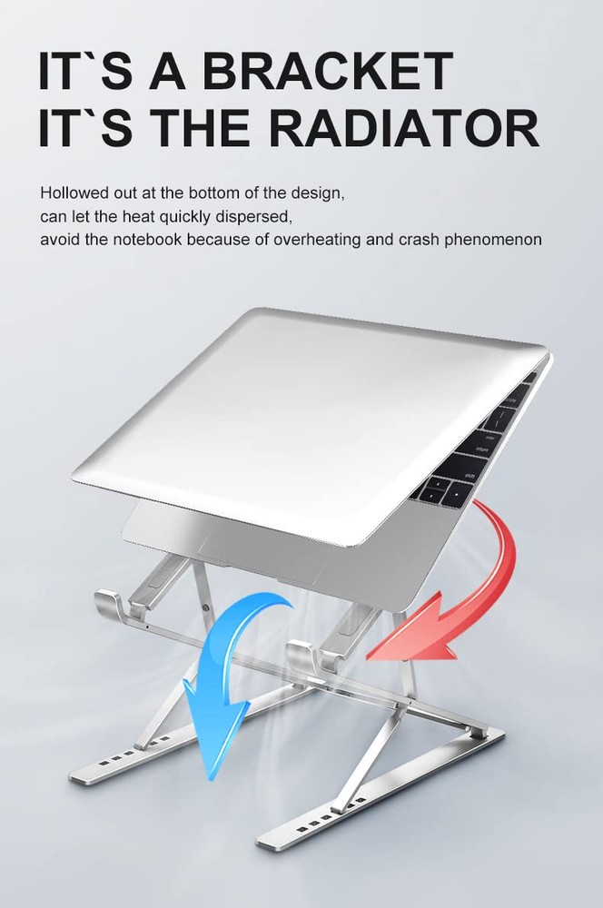 Aluminum Slim Foldable Adjustable Ergonomic Laptop Stand for Desk