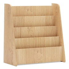 4-tier Kids Wooden Bookshelf Toddlers Book Rack w/Deep Shelves Natural