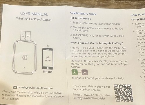 Wireless CarPlay Adapter for iPhone, Convert Wired to Wireless Apple CarPlay - 第 2/3 張圖片