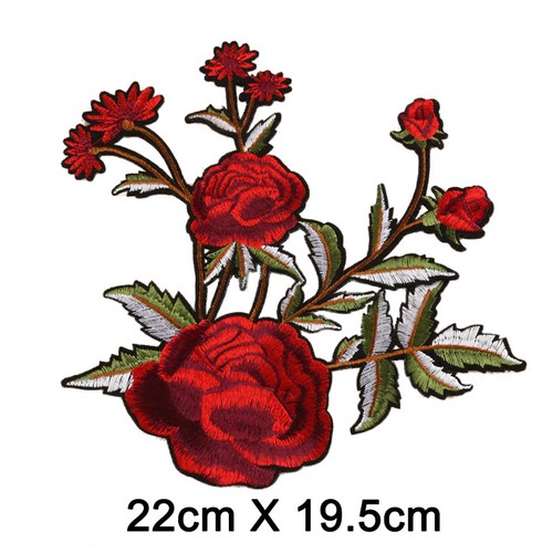 Big Rose Flower Embroidery Sew On Iron on Patch Badge Bag Fabric Applique Craft - Picture 2 of 2