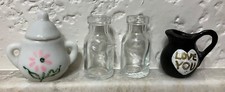 Lot of 4 Miniature Dollhouse Ceramic Pitchers Sugar Bowl