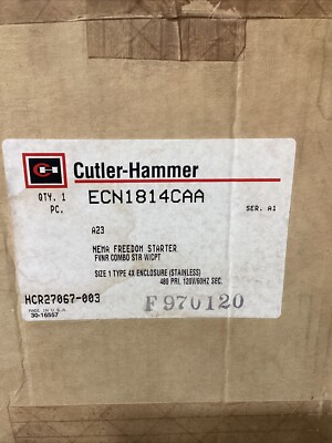EATON ECN1814CAA NEMA SIZE 1 ONE 4X STAINLESS STEEL 480V 3PH COMBO MOTOR STARTER