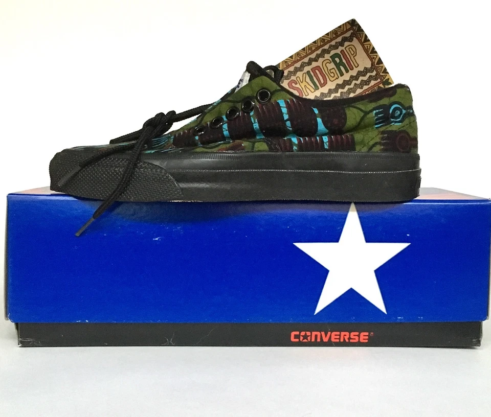 Винтажный Converse скольжения захват кроссовок низкий африканский родной печати зеленый размер 5 W США - Изображение 3 из 4