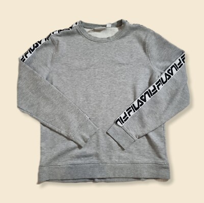 Men's Large Fila Grey Sweater long sleeve Pull-over Logo tape - Main Image