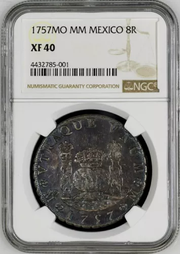 Mexico 8 Reales 1757 Mo-MM NGC XF40 Toned Beautiful coin