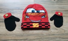 Lightning McQueen Winter Hat And Mittens Toddler Size Beanie Disney Cars