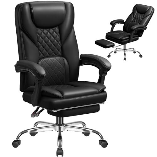 Executive Office Chair Adjustable Swivel Desk Seat, Ergonomic Black High Back