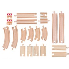 HOLZ EISENBAHN SCHIENEN SET KINDER Holzspielzeug Gleise Kurven Zug Auto # 90872