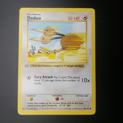 DODUO 48/102 - 3D GRAY STAMP 1ST EDITION Shadowless - BASE SET Pokemon Card - MP