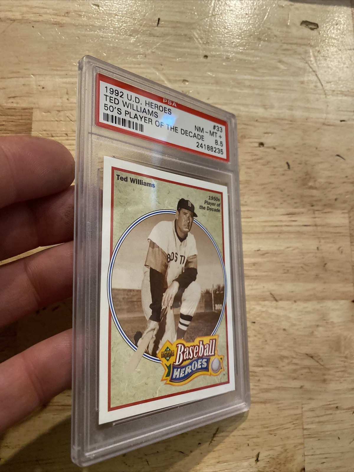 Ted Williams PSA 8.5 Vintage Baseball Card 1992 Upper Deck Boston Red Sox MLB view 8