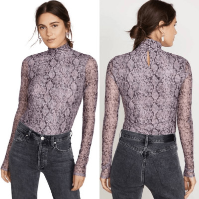 CINQ A SEPT Python Turtleneck In Sea Fog L