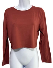 Live In The Moment Long Sleeve Cropped Top Women Size M Stretch Crew Neck Soft
