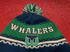 Hartford Whalers Old Time Sports OTH Nhl Beanie Winter Hat Knit Pom Ear flaps