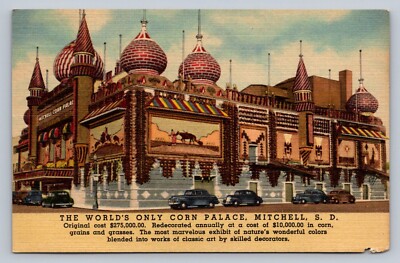 Postcard South Dakota Mitchell Corn Palace Linen 1951 G730