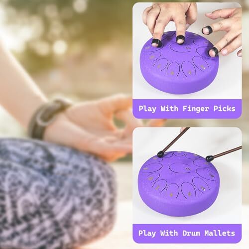 Steel Tongue Drum ,Rain Drum for Outside with Bag 13 Notes 6.8 Inches lavender - Picture 5 of 7
