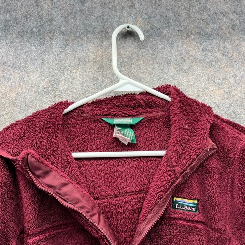 LL Bean Sweater Kids XL Youth Burgundy Hi Pile Sherpa Fleece Hoodie Cozy Warm - Picture 11 of 12