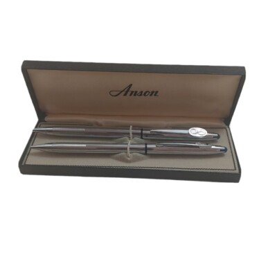 ANSON Pencil and Pen Set With Case Vintage Monogramed ''P'' Made in USA