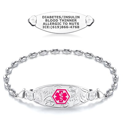 Divoti Custom Engraved Lovely Filigree and Anchor Chain Medical ID Bracelet