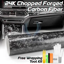 Forged Gloss Carbon Fiber Black Car Vinyl Wrap Air Release Sticker Sheet Film