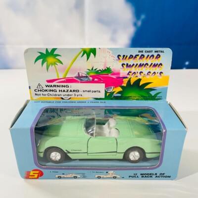 Superior Swinging 1956 Chevrolet Corvette Convertible SS409 Pull Back Blue MIB