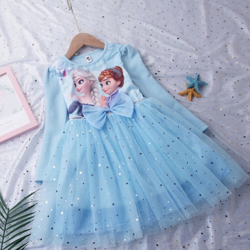 Girls Birthday Party Dress Elsa Inspired Princess Dress For Girls (3-8  Years) - Short Sleeve Ruffle Party Dress Elsa Costume