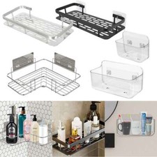 Punch-free Bathroom Shower Caddy Shelf Kitchen Wall Mount Storage Rack Organizer