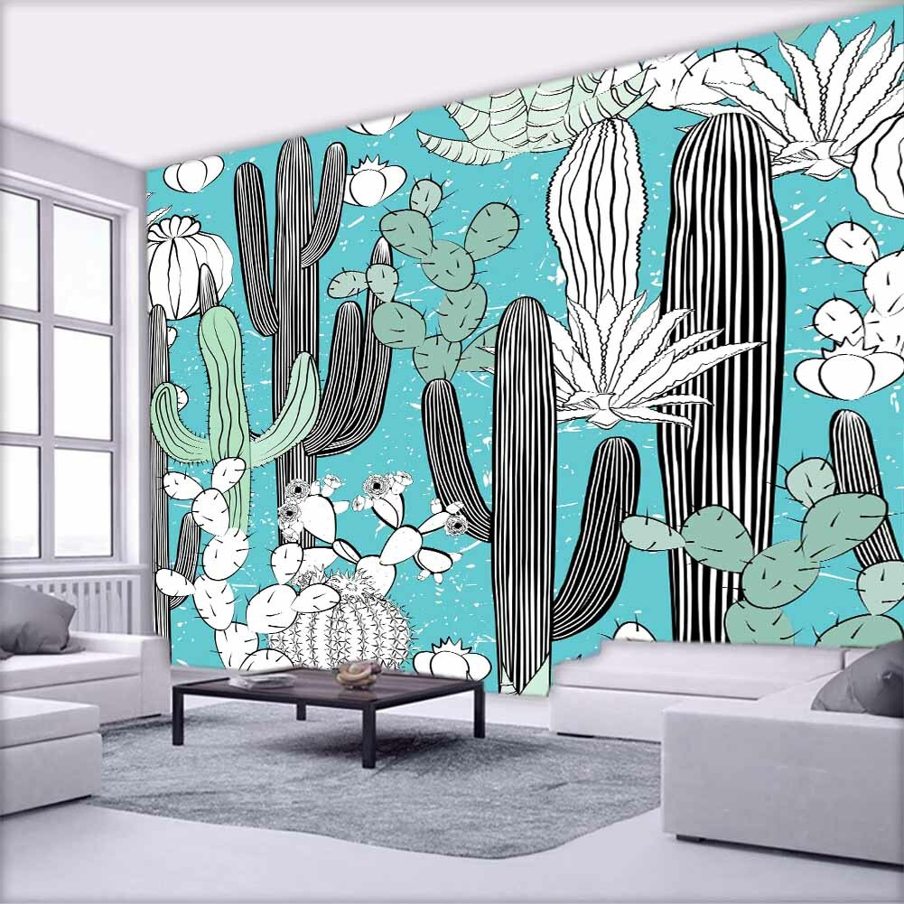 Autocollant Mural 3D Lys Et Cactus – Papier Peint Vinyle, Motif Floral, Décoration Murale