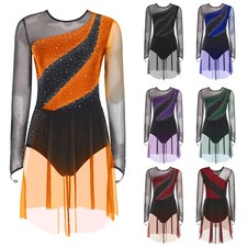 Womens Dress One Piece Dancewear Lyrical Leotard Party Dance Modern Contrast