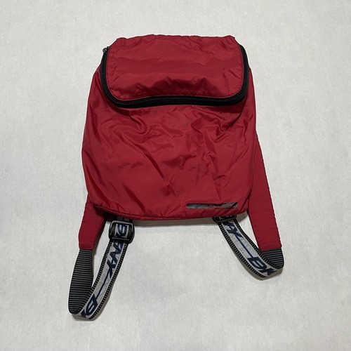 Vintage DKNY Mini Backpack Bag Crossbody Side Logo Purse Y2K 90s Red Reflective
