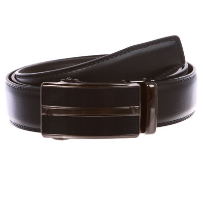 Beltiscool Men's Automatic Buckle Slide Ratchet Feather Edged Perfect Fit Dress Belt, Size: One up to 46 waist, Gray