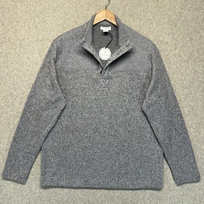 Aspen Womens Large Gray Fleece Pullover Sweater Mock Neck Snap Neck Soft Cozy