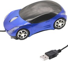 PCTC Cool Sport Car Shape USB Wired Optical Mouse for Laptop or Office Blue