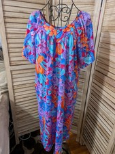 Kelly Reed Womens Floral Print Nightgown One Size Pink Knee Length VTG Pajama