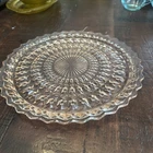 Jeanette Depression Glass Holiday Pink Buttons & Bows Cake Plate 10" Vintage