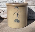 XLNT Antique 2 Gallon Red Wing Stoneware Salt Glaze Cobalt Double P Target Crock