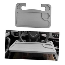 2 in 1 Car Steering Wheel Desk, Multipurpose Auto Table with Cup Holder Gray