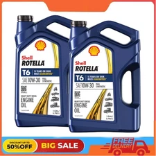 2 pack Shell Rotella T6 Full Synthetic 10W-30 Diesel Engine Oil, 1 Gallon
