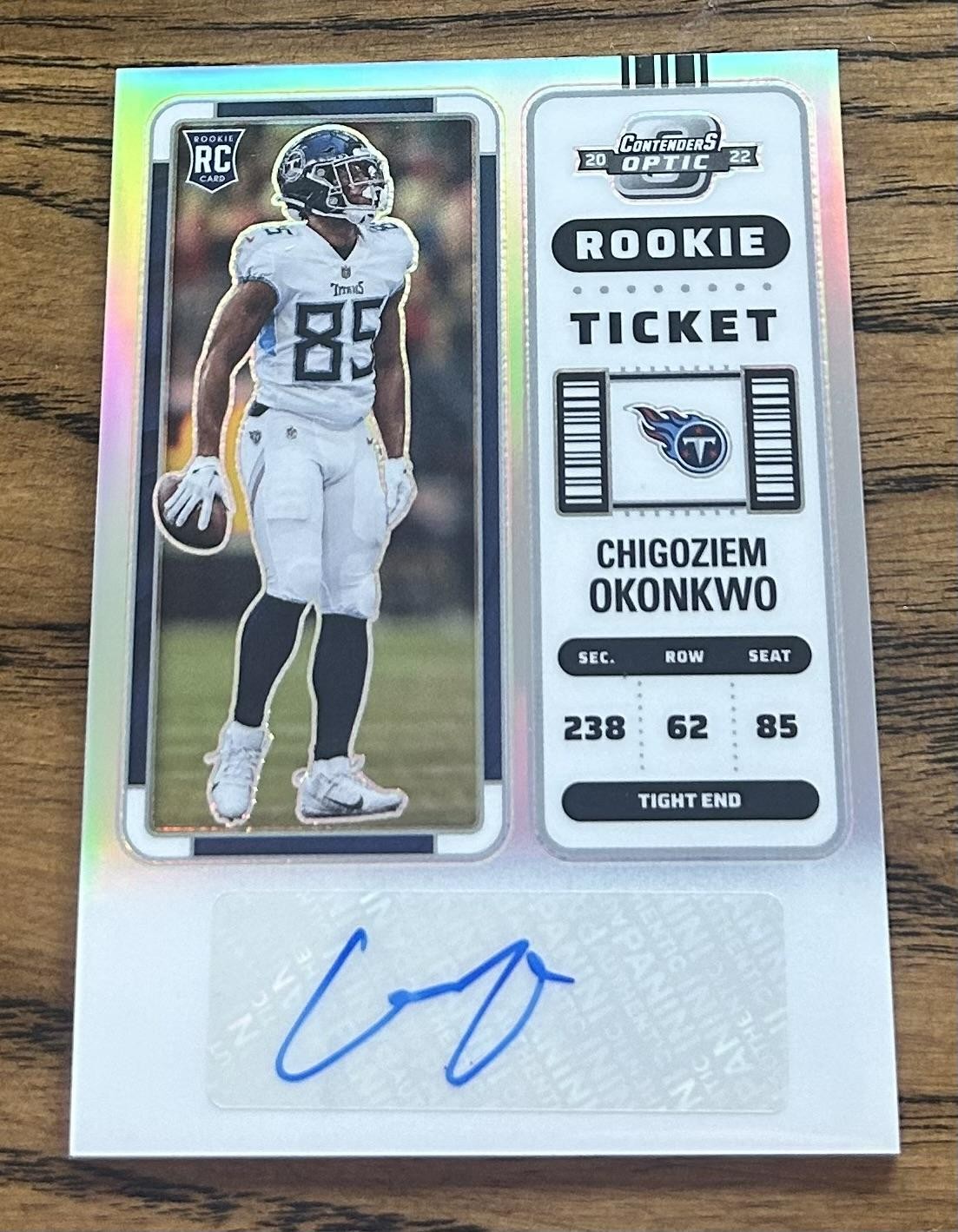 2022 Panini Contenders Optic #151 Chigoziem Okonkwo Silver Rookie Ticket Auto