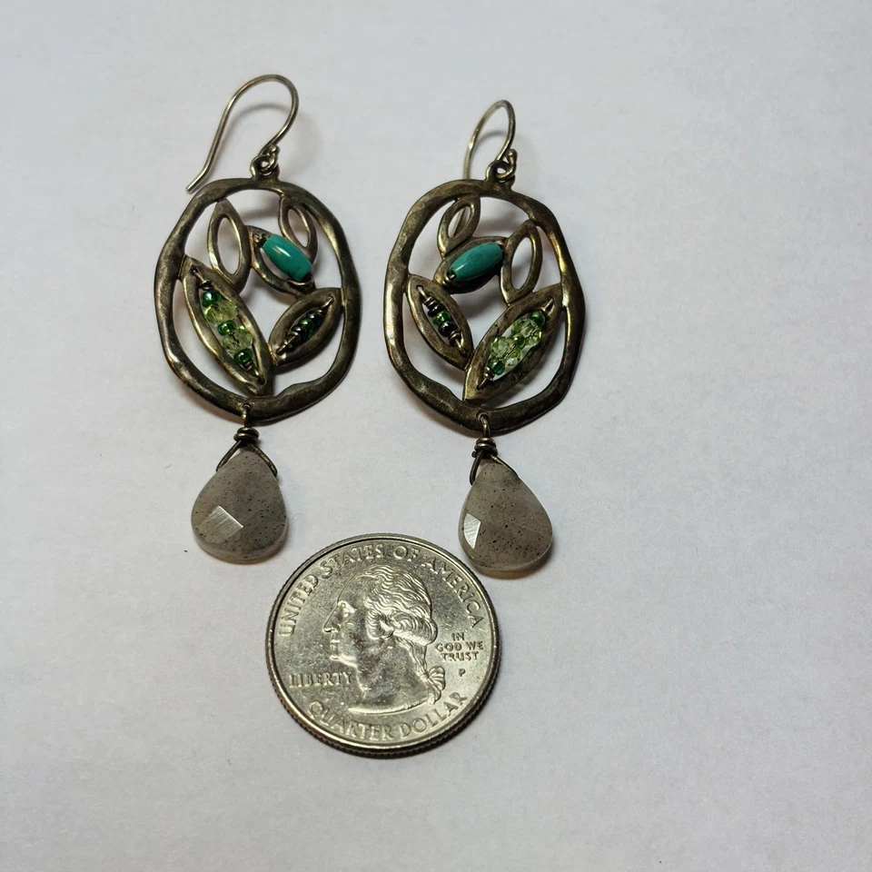 Silpada Sterling 925 Silver Turquoise Bead Dangle Earrings W2213 - Image 4 of 4