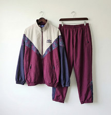 Vintage Umbro Tracksuit Set M 90s Geometric Shell Suit Jacket Pants Baggy Lined