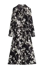 ZARA NEW WOMAN SS23 ECRU BLACK PRINT SHIRT DRESS 8691/220 SIZE XS