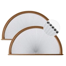 2 Pack No Drill Arch Window Shades 48" X 24" Blackout Cordless Honeycomb Blin...