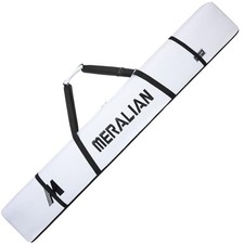 Padded Ski Bag,Waterproof Full Padded Single Ski Travel Bag with 185 cm White