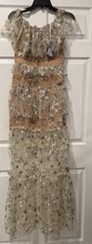 NWT Self Portrait US 6 UK 10 Nude Embellished Stars And Floral Chic Maxi Dress