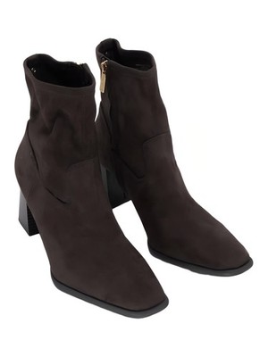 Anne Klein Womens Paidge Dark Brown Block Heel Ankle Boot Size 9.5M