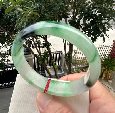 Certified Natural Grade AAA Ice Green Burmese Jade jadeite bracelet bangle 59MM