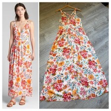 GAP White Pleated Maxi Dress Sleeveless Spaghetti Strap- Size M